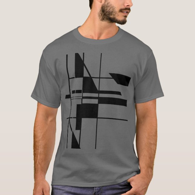 T-shirt Tableau de jeu géométrique noir MCM apparence Art  (Devant)