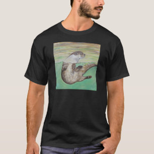 T-shirt Tableau de la loutre de rivière joueuse