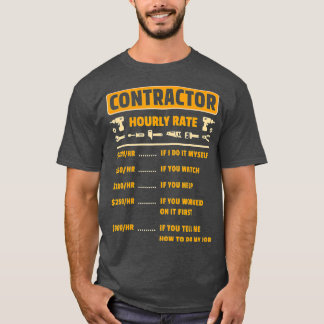 T-shirt Tableau des prix horaires de l'entrepreneur Main-d