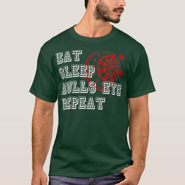 T-shirt Tableau noir Manger Sleep Bullseye Répéter Dart Pl (Devant)