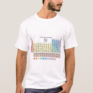 T-shirt Tableau périodique avec les 118 noms d'éléments