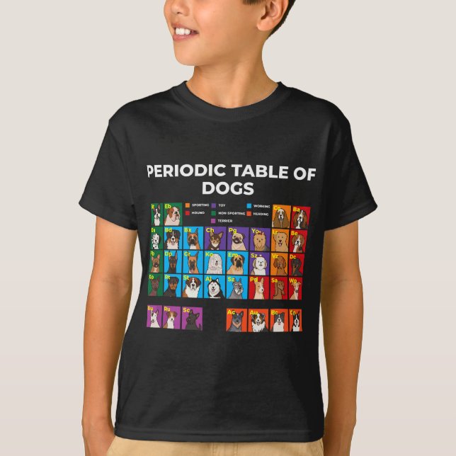 T-shirt Tableau périodique des chiens, Amoureux de les chi (Devant)