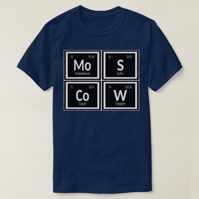 T-shirt Tableau périodique des éléments de la ville de Mos (Design devant)