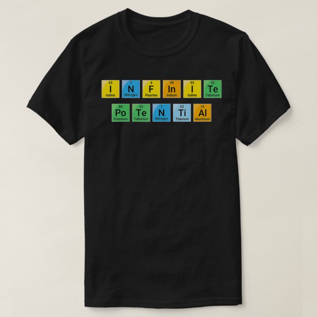 T-shirt Tableau Périodique Motivationnel Potentiel Infini (Design devant)