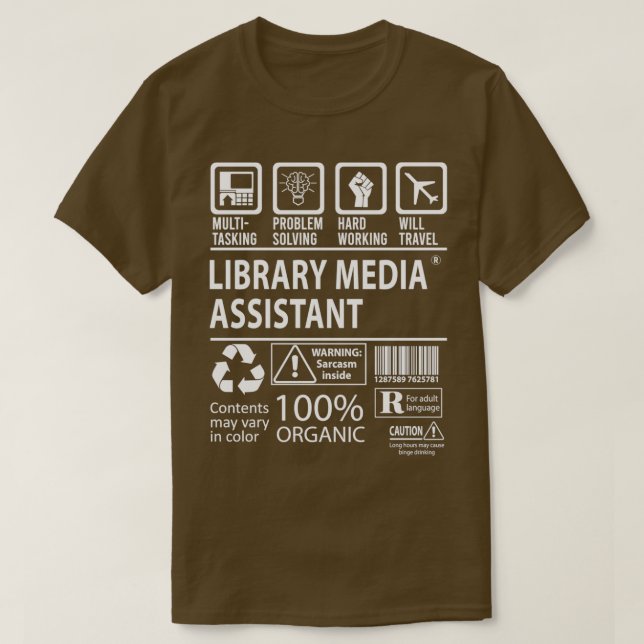T-shirt Tâche certifiée multitâche de l'Assistant Média de (Design devant)