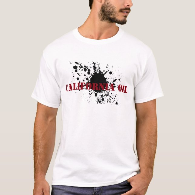 T-shirt Tache d'huile de pochoir de pétrole de la (Devant)