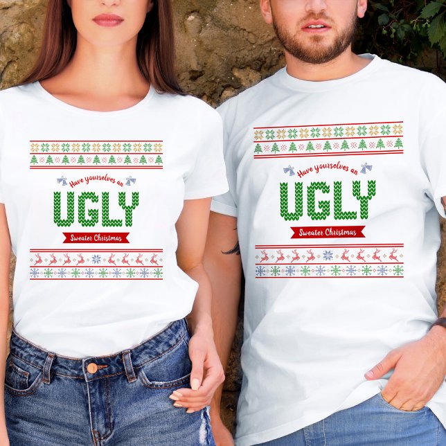 T-shirt Tackic Christmas Nordic Knit Motif Rouge Vert Vila (Créateur téléchargé)