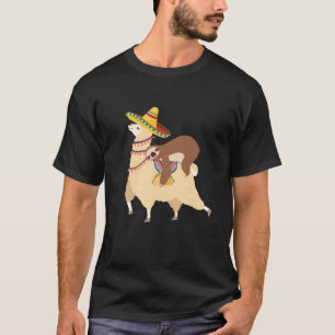 T-shirt Taco Aimer Animaux Lazy Sloth Riding Llama