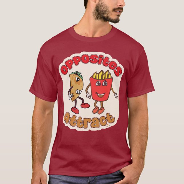 T-shirt Taco Fry Opposites Attirer Drôle Caricature Alimen (Devant)