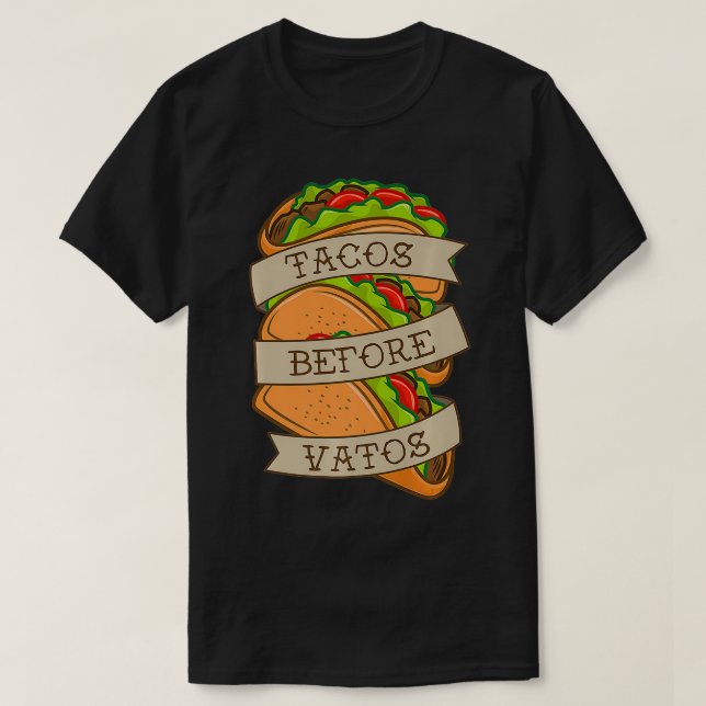 T-shirt Taco Lover Tacos Avant Vatos Tattoo Style Taco Ar (Design devant)