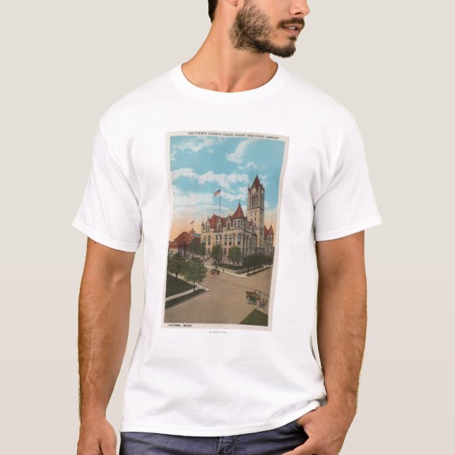 T-shirt Tacoma, WA - vue de palais de justice du comté de (Devant)