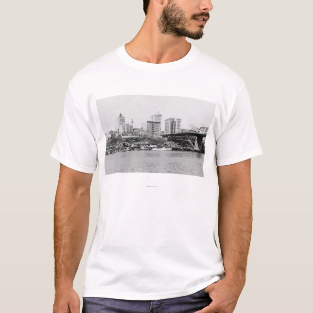 T-shirt Tacoma, WA - vue d'horizon du centre ville (Devant)
