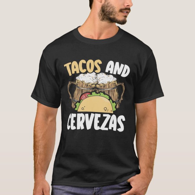 T-shirt Tacos Et Cervezas Boisson De Bières Mexicain Cinco (Devant)