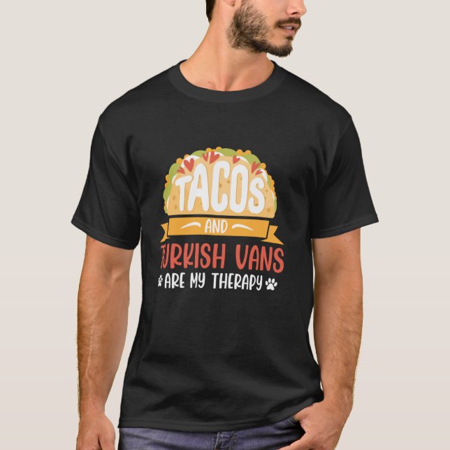 T-shirt TACOS ET VANS TURCS SONT MON THÉRAPIE Drôle Cat Da (Devant)