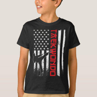 T-shirt Taekwondo Drapeau Américain Taekwondo Combattant D