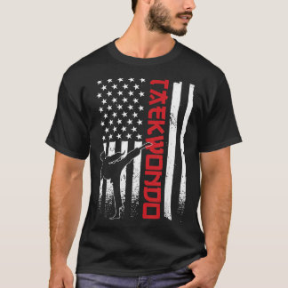 T-shirt Taekwondo Drapeau Américain Taekwondo Combattant D