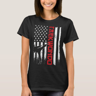 T-shirt Taekwondo Drapeau Américain Taekwondo Combattant D