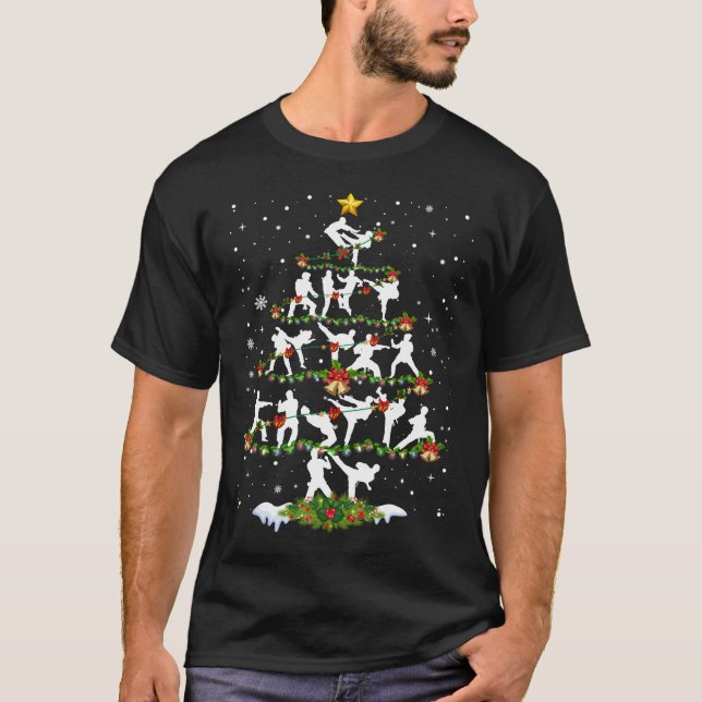 T-shirt Taekwondo Lover Noël Éclairage Taekwondo Noël (Devant)