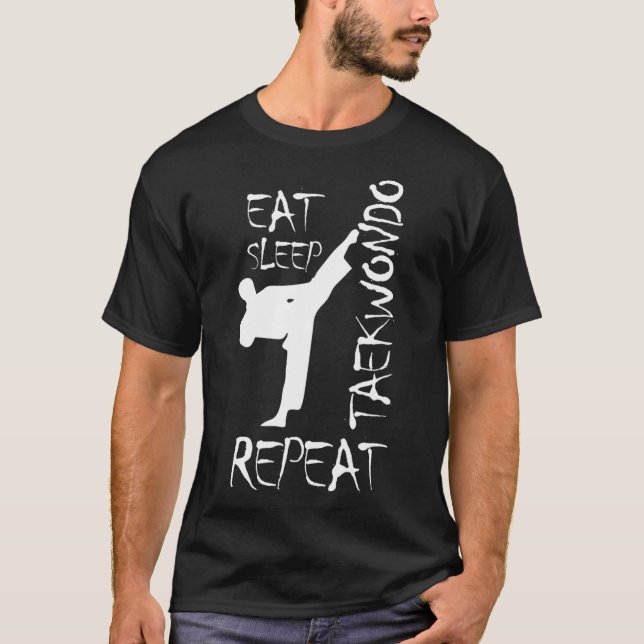T-shirt Taekwondo Mange Sleep Taekwondo Répéter Martial Ar (Devant)