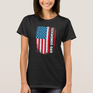 T-shirt Taekwondo Papa America Us Drapeau Patriot Vintage