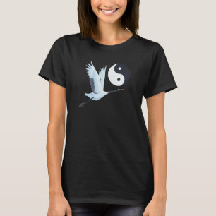 T-shirt Tai Chi Grue Blanche Yin Yang Qi Gong Chinois Blan