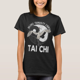 T-shirt Tai Chi Yin Yang Crane Chinese Martial Arts Retro