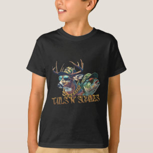 T-shirt Tails N Scales Chasse amusante Père Day Amour Pêch