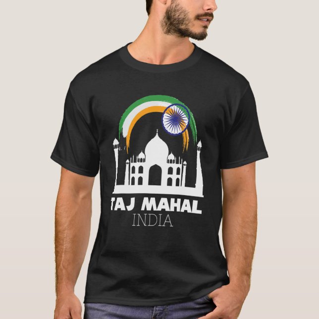 T-shirt Taj Mahal De L'Asie Avec L'Inde Drapeau Temple De  (Devant)