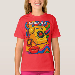 T-shirt Talk Ne pas envoyer de texte Rétro Ligne fixe Télé