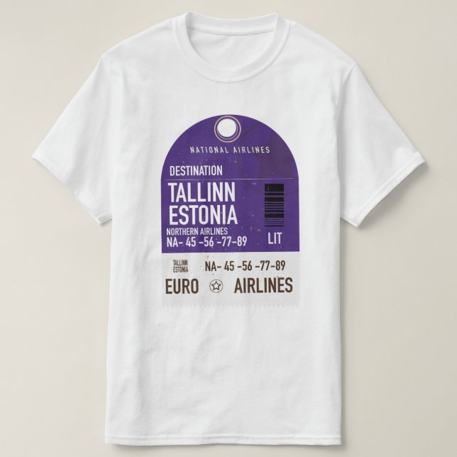 T-shirt Tallinn Estonie billet de voyage (Design devant)