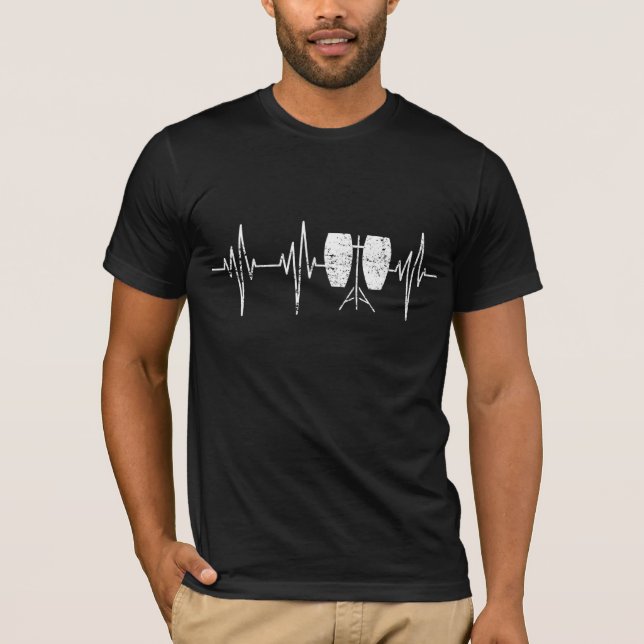 T-shirt Tambour de Conga - battement de coeur affligé de (Devant)