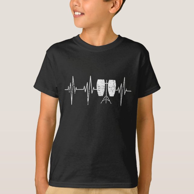 T-shirt Tambour de Conga - battement de coeur affligé de (Devant)