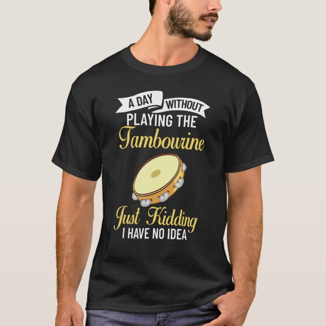 T-shirt Tambourine Instrument Drum Player Music Beginner L (Devant)
