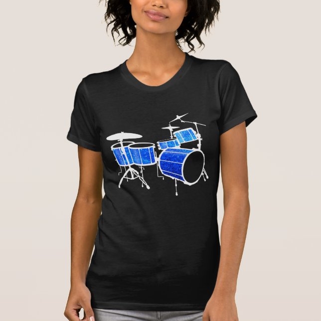 T-shirt Tambours bleus de parties scintillantes (Devant)