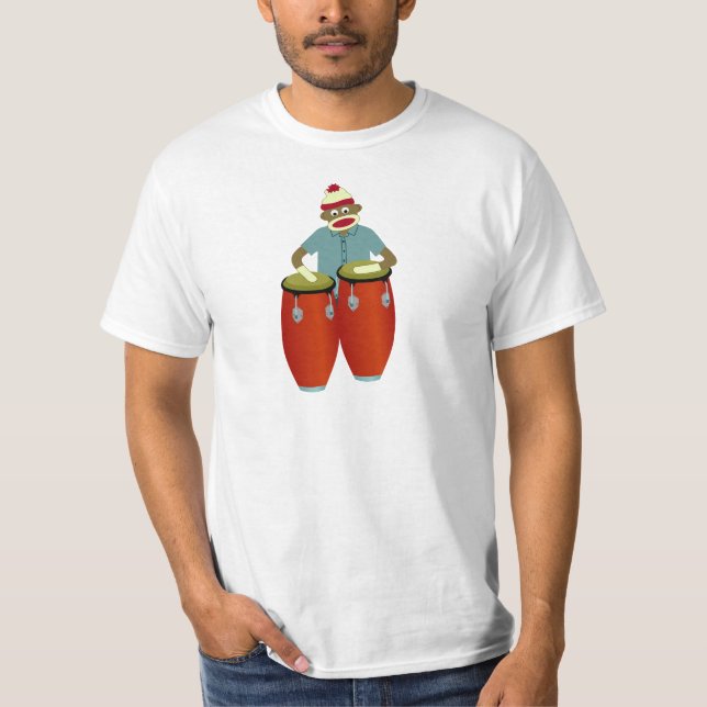 T-shirt Tambours de Conga de singe de chaussette (Devant)