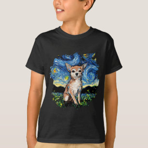 T-shirt Tan Chihuahua Starry Night Impressionist Chien Art