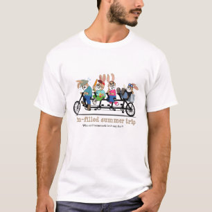T-shirt tandem de lapins de voyage d'été de vélo