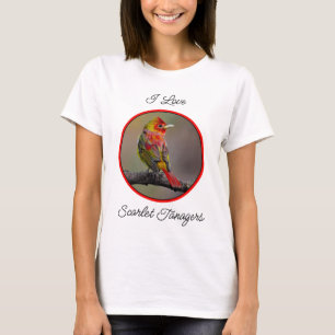 T-shirt Tangara écarlate en mue - Photographie originale