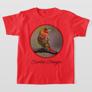 T-shirt Tangara écarlate en mue - Photographie originale