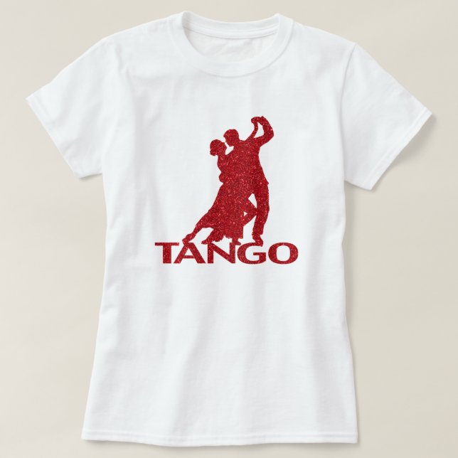 T-shirt Tango Ballroom Silhouette Red Faux Parties scintil (Design devant)