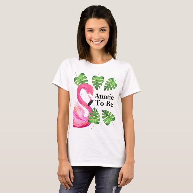 T-shirt Tante À Être Flamant rose Tropical Feuille Party (Devant entier)