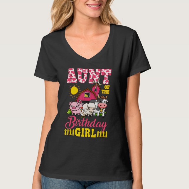 T-shirt Tante Anniversaire Ferme Animaux Fille Corresponda (Devant)