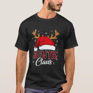 T-shirt Tante Claus Santa Hat Reindeer Red Plaid Correspon