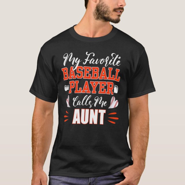 T-shirt Tante De Baseball Mon Joueur De Baseball Préféré M (Devant)