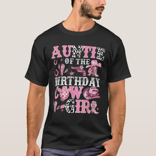 T-shirt Tante De L'Anniversaire Fille De Vache Rodéo Fille (Devant)