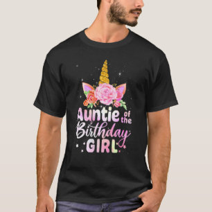 T-shirt Tante De L'Anniversaire Filles Cute Unicorn Floral