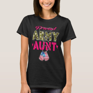 T-shirt Tante de l'armée fière Camouflage Drapeau Dog Tags