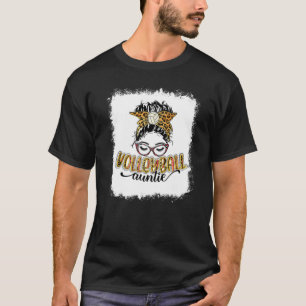T-shirt Tante de volley-ball blindée Leopard Messy Bun Mot