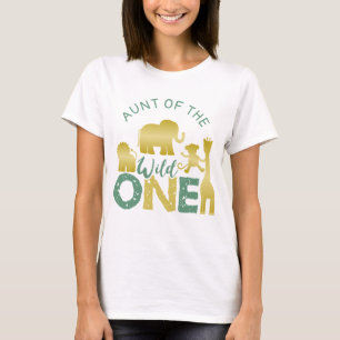 T-shirt Tante du Wild One Safari 1er Anniversaire Or