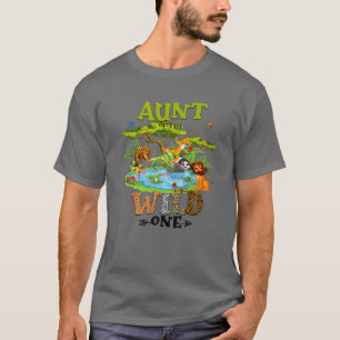 T-shirt Tante Du Zoo Wild One Anniversaire Animaux Boisés